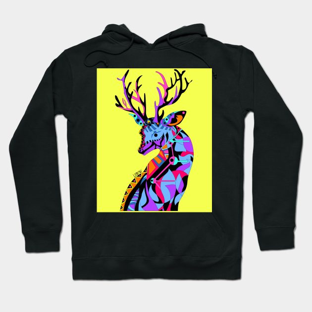 wild deer venado cute animal ecopop in the forest art Hoodie by jorge_lebeau